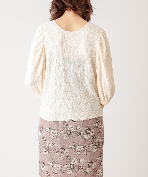 natural couture（ナチュラルクチュール）の「ぽこぽこパフ2WAYトップス（Tシャツ/カットソー・レディース・ブラック/オフホワイト/ベージュ/ライム・FREE）」の17枚目の写真