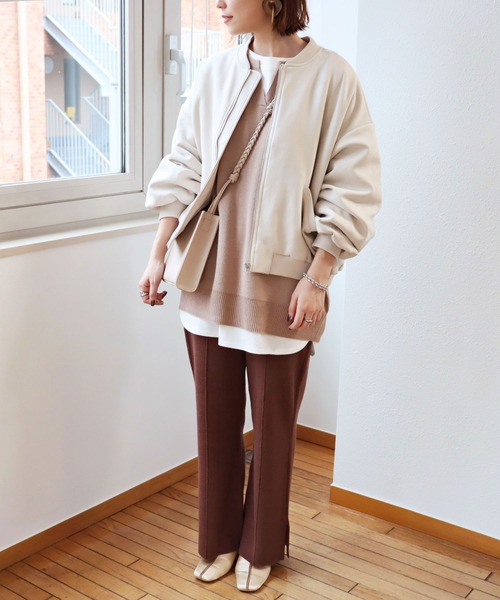 andme(アンドミー)の「ボリューム袖キーネックミラノリブニットトップス(ニット/セーター・レディース・ベージュ/ブルー/ブラック/グレー系その他・M)」の6枚目の写真