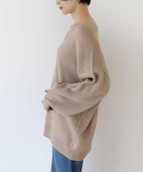 andme(アンドミー)の「ボリューム袖キーネックミラノリブニットトップス(ニット/セーター・レディース・ベージュ/ブルー/ブラック/グレー系その他・M)」の15枚目の写真