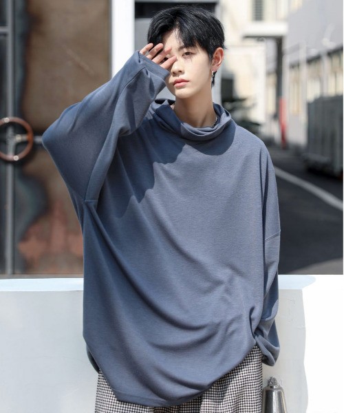 neos（ネオス）の「【neos -addictive design-】ビッグシルエット オフタートル カットソー（Tシャツ/カットソー・メンズ・ホワイト/ブラック/ブラウン/グレー/カーキ/キャメル/チャコール/ベージュ/グレー系その他/ワインレッド・FREE）」の6枚目の写真