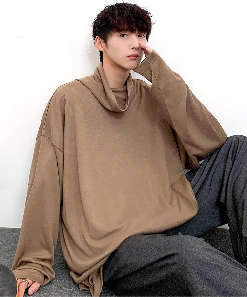 neos（ネオス）の「【neos -addictive design-】ビッグシルエット オフタートル カットソー（Tシャツ/カットソー・メンズ・ホワイト/ブラック/ブラウン/グレー/カーキ/キャメル/チャコール/ベージュ/グレー系その他/ワインレッド・FREE）」の2枚目の写真