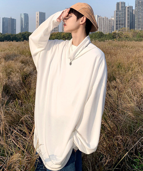 neos（ネオス）の「【neos -addictive design-】ビッグシルエット オフタートル カットソー（Tシャツ/カットソー・メンズ・ホワイト/ブラック/ブラウン/グレー/カーキ/キャメル/チャコール/ベージュ/グレー系その他/ワインレッド・FREE）」の3枚目の写真