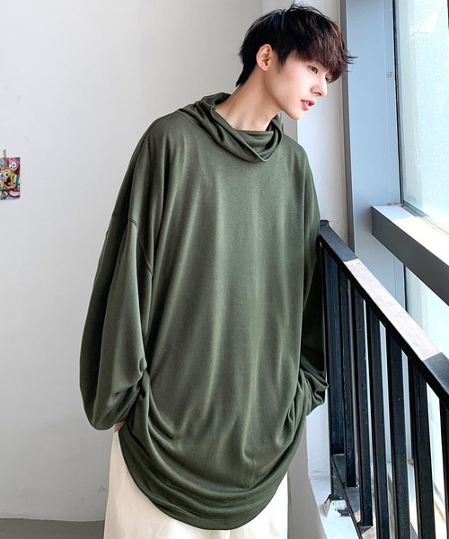 neos（ネオス）の「【neos -addictive design-】ビッグシルエット オフタートル カットソー（Tシャツ/カットソー・メンズ・ホワイト/ブラック/ブラウン/グレー/カーキ/キャメル/チャコール/ベージュ/グレー系その他/ワインレッド・FREE）」の9枚目の写真