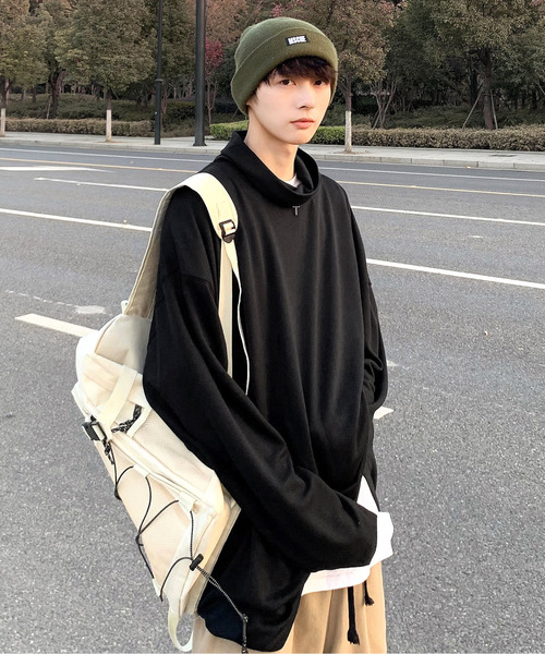 neos（ネオス）の「【neos -addictive design-】ビッグシルエット オフタートル カットソー（Tシャツ/カットソー・メンズ・ホワイト/ブラック/ブラウン/グレー/カーキ/キャメル/チャコール/ベージュ/グレー系その他/ワインレッド・FREE）」の4枚目の写真