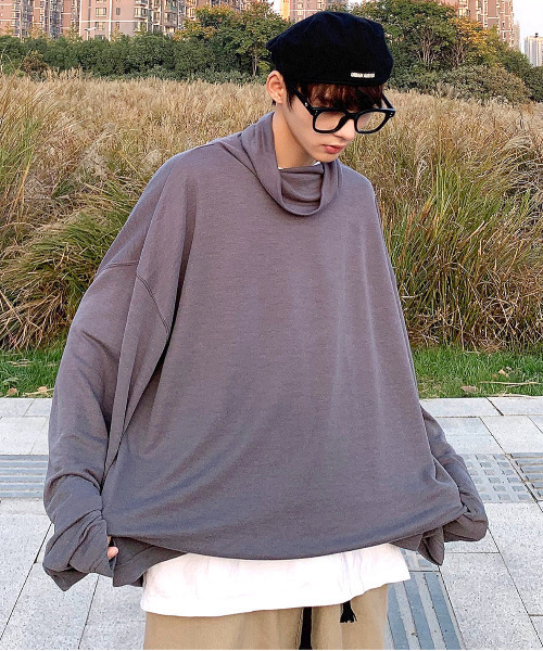 neos（ネオス）の「【neos -addictive design-】ビッグシルエット オフタートル カットソー（Tシャツ/カットソー・メンズ・ホワイト/ブラック/ブラウン/グレー/カーキ/キャメル/チャコール/ベージュ/グレー系その他/ワインレッド・FREE）」の16枚目の写真