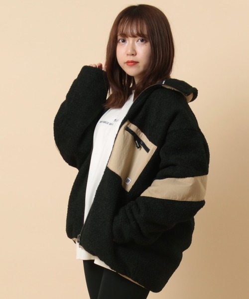 CONVERSE(コンバース)の「【CONVERSE/コンバース】オールスター ルーズシルエット スタンド ボアジャケット(ブルゾン・メンズ・ブラック/ベージュ・M/L)」の1枚目の写真