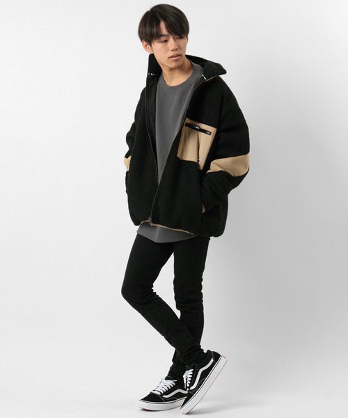 CONVERSE(コンバース)の「【CONVERSE/コンバース】オールスター ルーズシルエット スタンド ボアジャケット(ブルゾン・メンズ・ブラック/ベージュ・M/L)」の16枚目の写真