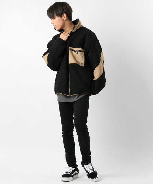 CONVERSE(コンバース)の「【CONVERSE/コンバース】オールスター ルーズシルエット スタンド ボアジャケット(ブルゾン・メンズ・ブラック/ベージュ・M/L)」の15枚目の写真