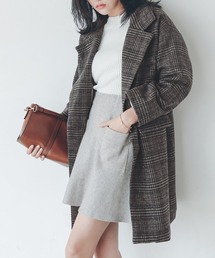 ミドル丈 グレンチェック柄 チェスターコート