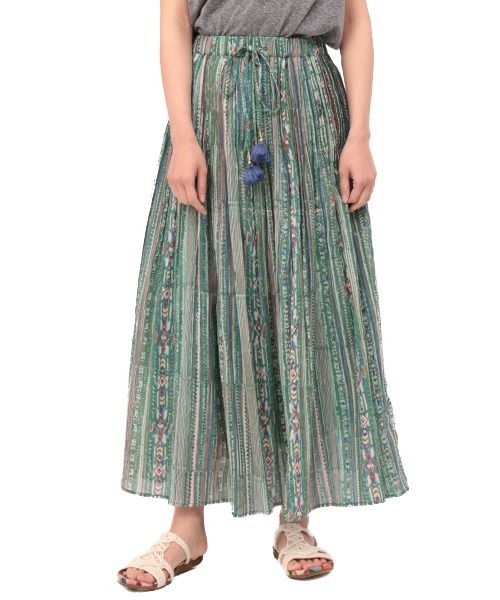 チチカカ(チチカカ)の「ナバホストライプブロックスカート(スカート・レディース・アイボリー/グリーン/ネイビー・FREE)」の9枚目の写真