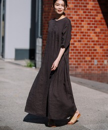 Munich | フレンチリネンキャンバス　ヘンリーネックマキシワンピース(ワンピース)