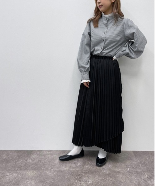 apres jour mignon(アプレジュールミニョン)の「デザインプリーツスカート【ZOZOTOWN限定アイテム】(スカート・レディース・ブラック/ベージュ/ダークパープル/ブルー系その他・X-LARGE/フリー)」の9枚目の写真