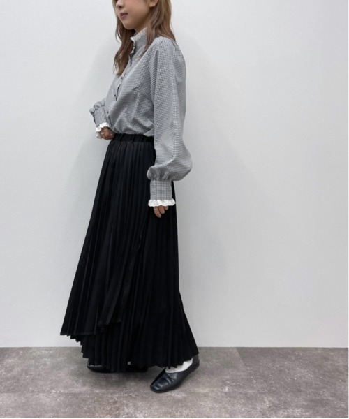 apres jour mignon(アプレジュールミニョン)の「デザインプリーツスカート【ZOZOTOWN限定アイテム】(スカート・レディース・ブラック/ベージュ/ダークパープル/ブルー系その他・X-LARGE/フリー)」の5枚目の写真