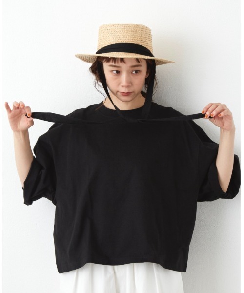 Libra Cue（リブラ キュー）の「ヘビーウェイトルーズスリーブカットソー（Tシャツ/カットソー・レディース・ホワイト/ブラック/ネイビー・FREE）」の2枚目の写真