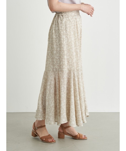 earth music&ecology（アースミュージックアンドエコロジー）の「花柄切替フレアスカート　＊（スカート・レディース・ブルー/グリーン/アイボリー・FREE）」の4枚目の写真