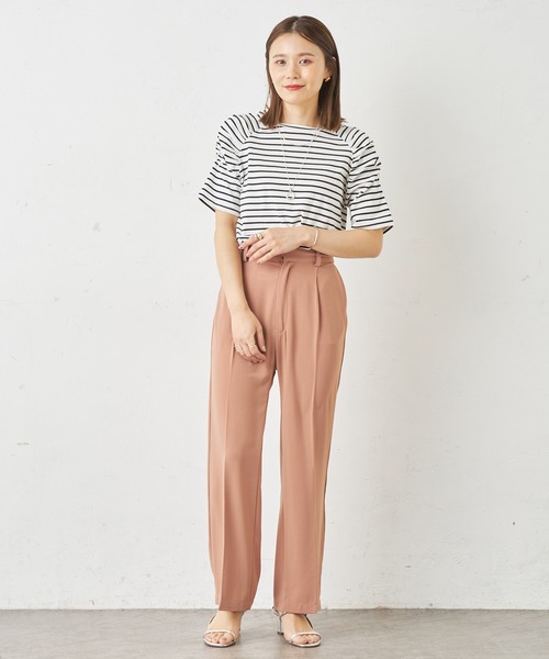 Omekashi（オメカシ）の「シャーリングパフTシャツ（Tシャツ/カットソー・レディース・オフホワイト/ブラック/ホワイト/ライム/ネイビー/ベージュ・FREE）」の12枚目の写真