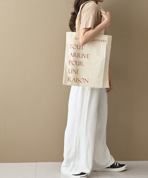 me+em select（ミームセレクト）の「レタリングキャンバストートバッグ（トートバッグ・レディース・ブラック/レッド・FREE）」の6枚目の写真