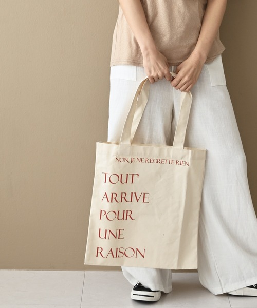 me+em select（ミームセレクト）の「レタリングキャンバストートバッグ（トートバッグ・レディース・ブラック/レッド・FREE）」の7枚目の写真