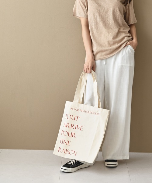 me+em select（ミームセレクト）の「レタリングキャンバストートバッグ（トートバッグ・レディース・ブラック/レッド・FREE）」の8枚目の写真
