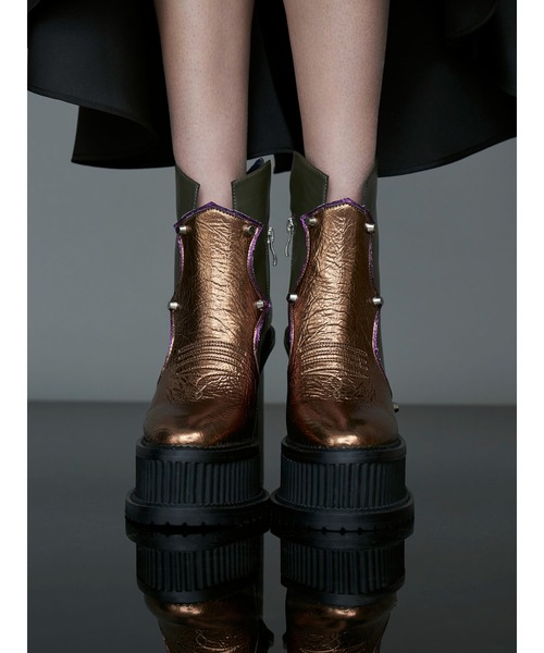 PAMEO POSE（パメオポーズ）の「Western Disco Boots Kahki