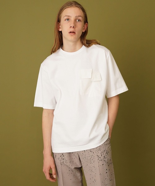liberum（リベルム）の「【LIBERUM】SLASH POCKET T（Tシャツ/カットソー・メンズ・ホワイト/ブラック・1/2）」の2枚目の写真