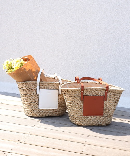 one after another NICE CLAUP（ワンアフターアナザーナイスクラップ）の「雑材トートバッグ（トートバッグ・レディース・オフホワイト/キャメル・FREE）」の21枚目の写真