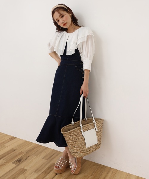 one after another NICE CLAUP（ワンアフターアナザーナイスクラップ）の「雑材トートバッグ（トートバッグ・レディース・オフホワイト/キャメル・FREE）」の9枚目の写真