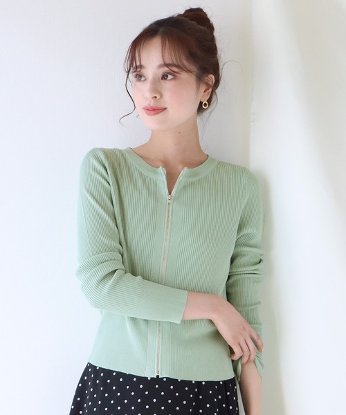 BLUEEAST（ブルーイースト）の「サマーニットジップカーディガン（カーディガン/ボレロ・レディース・ミント/オフホワイト/ブラック/ピンク/イエロー/パープル・MEDIUM）」の4枚目の写真