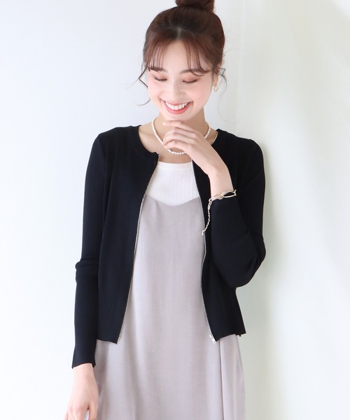 BLUEEAST（ブルーイースト）の「サマーニットジップカーディガン（カーディガン/ボレロ・レディース・ミント/オフホワイト/ブラック/ピンク/イエロー/パープル・MEDIUM）」の3枚目の写真