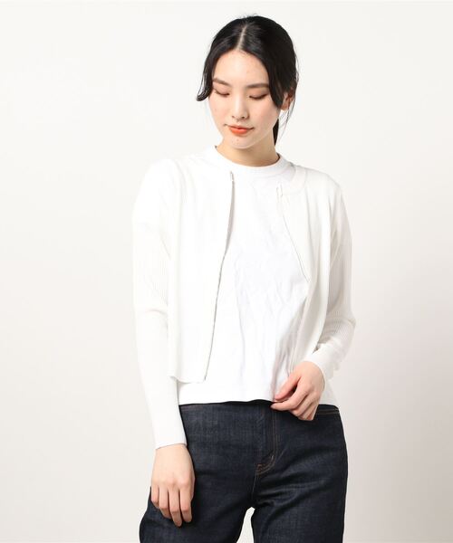 BLUEEAST（ブルーイースト）の「サマーニットジップカーディガン（カーディガン/ボレロ・レディース・ミント/オフホワイト/ブラック/ピンク/イエロー/パープル・MEDIUM）」の9枚目の写真