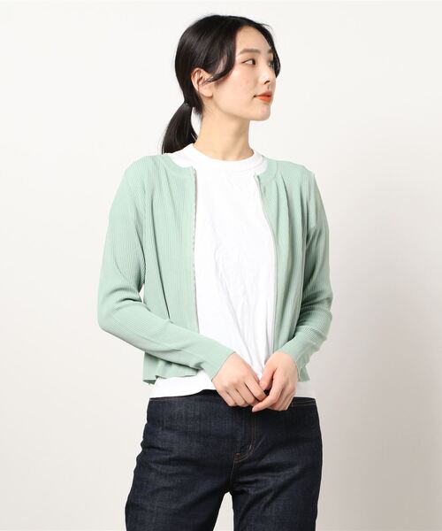 BLUEEAST（ブルーイースト）の「サマーニットジップカーディガン（カーディガン/ボレロ・レディース・ミント/オフホワイト/ブラック/ピンク/イエロー/パープル・MEDIUM）」の11枚目の写真