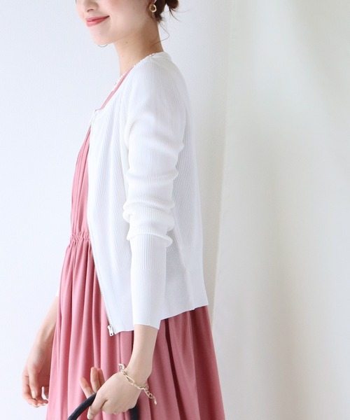 BLUEEAST（ブルーイースト）の「サマーニットジップカーディガン（カーディガン/ボレロ・レディース・ミント/オフホワイト/ブラック/ピンク/イエロー/パープル・MEDIUM）」の13枚目の写真