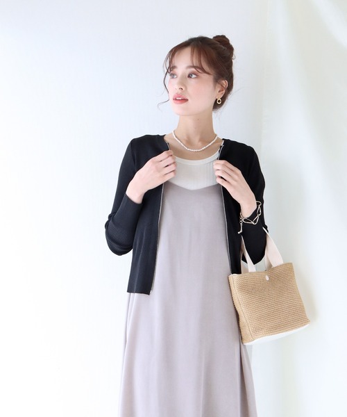 BLUEEAST（ブルーイースト）の「サマーニットジップカーディガン（カーディガン/ボレロ・レディース・ミント/オフホワイト/ブラック/ピンク/イエロー/パープル・MEDIUM）」の16枚目の写真