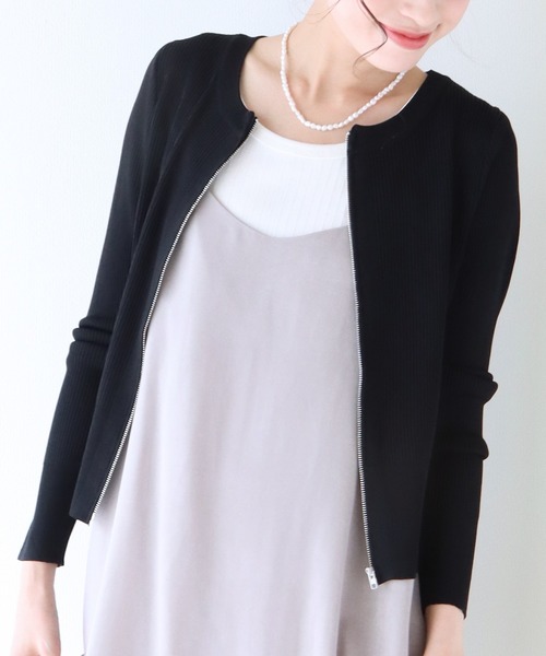 BLUEEAST（ブルーイースト）の「サマーニットジップカーディガン（カーディガン/ボレロ・レディース・ミント/オフホワイト/ブラック/ピンク/イエロー/パープル・MEDIUM）」の17枚目の写真