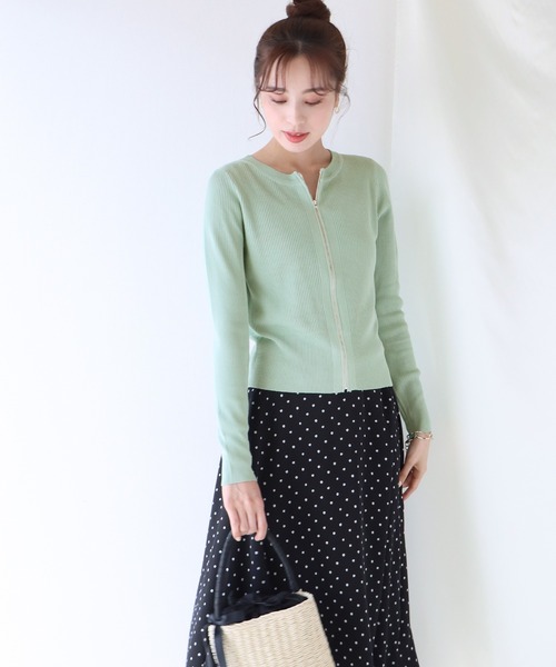 BLUEEAST（ブルーイースト）の「サマーニットジップカーディガン（カーディガン/ボレロ・レディース・ミント/オフホワイト/ブラック/ピンク/イエロー/パープル・MEDIUM）」の20枚目の写真