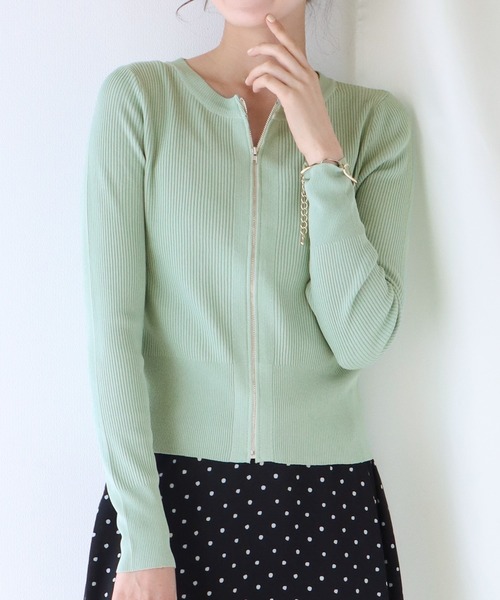 BLUEEAST（ブルーイースト）の「サマーニットジップカーディガン（カーディガン/ボレロ・レディース・ミント/オフホワイト/ブラック/ピンク/イエロー/パープル・MEDIUM）」の21枚目の写真