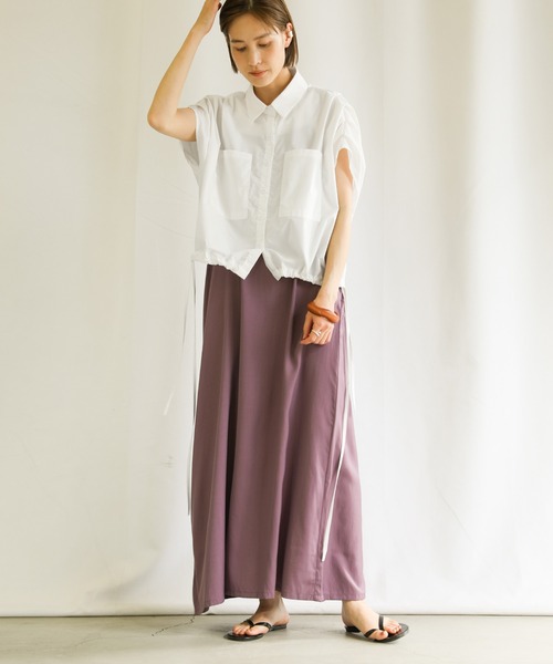 select MOCA(セレクトモカ)の「2021 SS フレンチスリーブウエストドロストシャツ(シャツ/ブラウス・レディース・ブラック/オフホワイト/ブルー・FREE)」の12枚目の写真