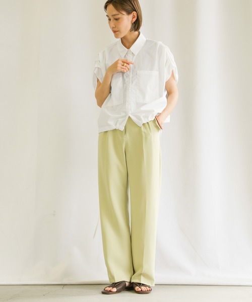 select MOCA(セレクトモカ)の「2021 SS フレンチスリーブウエストドロストシャツ(シャツ/ブラウス・レディース・ブラック/オフホワイト/ブルー・FREE)」の4枚目の写真