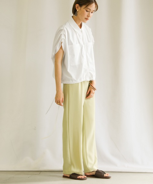 select MOCA(セレクトモカ)の「2021 SS フレンチスリーブウエストドロストシャツ(シャツ/ブラウス・レディース・ブラック/オフホワイト/ブルー・FREE)」の8枚目の写真