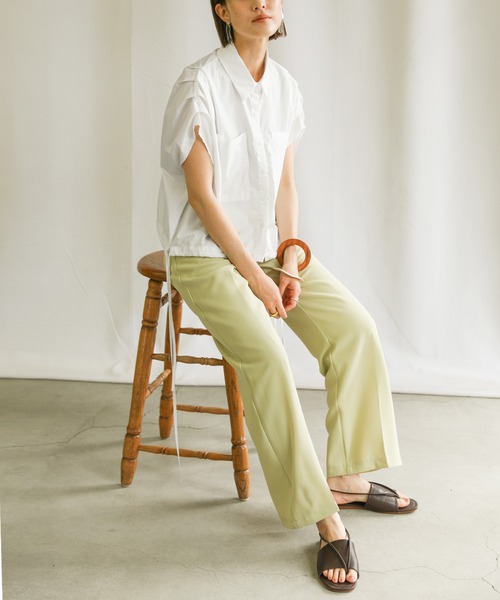 select MOCA(セレクトモカ)の「2021 SS フレンチスリーブウエストドロストシャツ(シャツ/ブラウス・レディース・ブラック/オフホワイト/ブルー・FREE)」の7枚目の写真