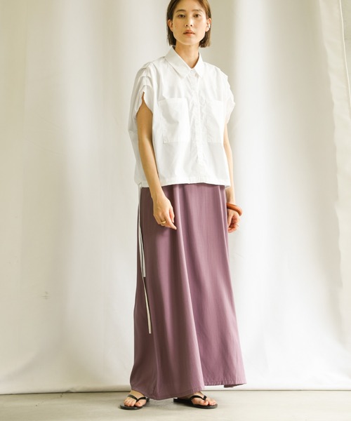 select MOCA(セレクトモカ)の「2021 SS フレンチスリーブウエストドロストシャツ(シャツ/ブラウス・レディース・ブラック/オフホワイト/ブルー・FREE)」の11枚目の写真