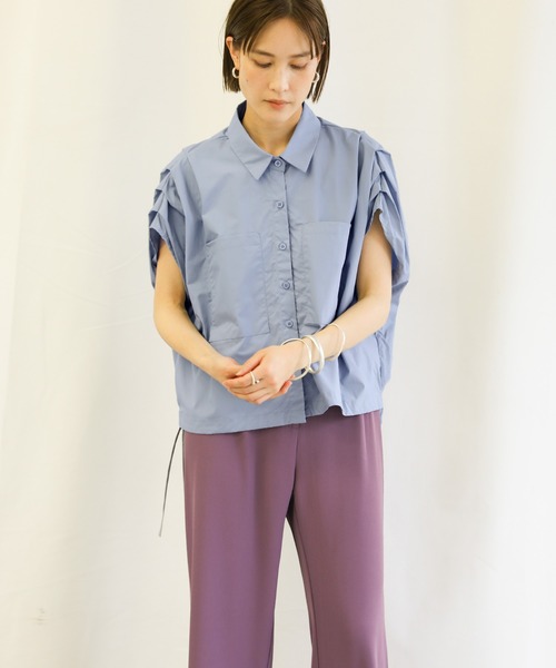 select MOCA(セレクトモカ)の「2021 SS フレンチスリーブウエストドロストシャツ(シャツ/ブラウス・レディース・ブラック/オフホワイト/ブルー・FREE)」の18枚目の写真