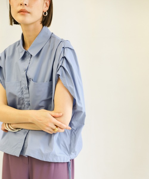 select MOCA(セレクトモカ)の「2021 SS フレンチスリーブウエストドロストシャツ(シャツ/ブラウス・レディース・ブラック/オフホワイト/ブルー・FREE)」の19枚目の写真