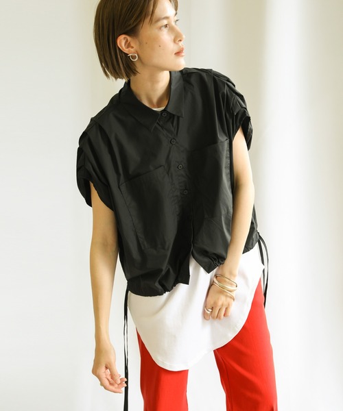 select MOCA(セレクトモカ)の「2021 SS フレンチスリーブウエストドロストシャツ(シャツ/ブラウス・レディース・ブラック/オフホワイト/ブルー・FREE)」の21枚目の写真