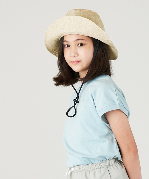 ＆yam（アンドヤム）の「ブランドロゴ入り麦わら風サマークロシェハット（ハット・キッズ・ホワイト/ベージュ/ブラック・S/M）」の21枚目の写真