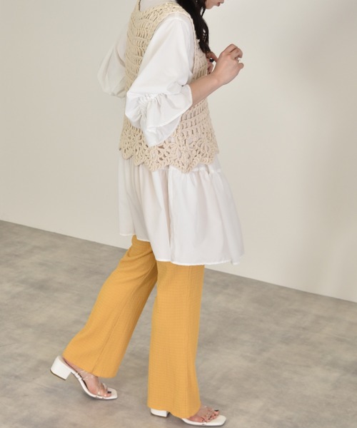 w closet（ダブルクローゼット）の「パフスリーブ2WAYティアードチュニック（チュニック・レディース・パープル/オフホワイト/グリーン系その他/スミクロ・FREE）」の12枚目の写真