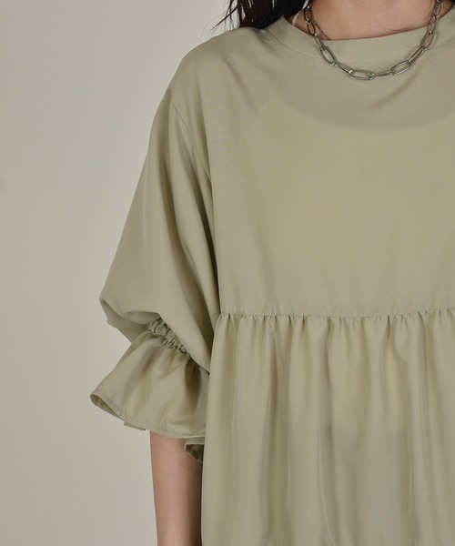 w closet（ダブルクローゼット）の「パフスリーブ2WAYティアードチュニック（チュニック・レディース・パープル/オフホワイト/グリーン系その他/スミクロ・FREE）」の16枚目の写真