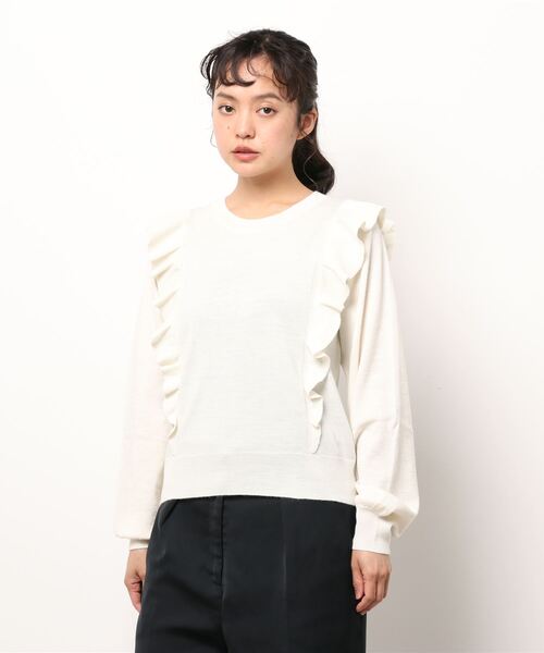 SEE BY CHLOE（シーバイクロエ）の「ニットウェア フリルのセーター　PULLOVER（ニット/セーター・レディース・ホワイト/グレー・S/M）」の2枚目の写真
