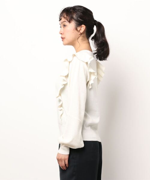 SEE BY CHLOE（シーバイクロエ）の「ニットウェア フリルのセーター　PULLOVER（ニット/セーター・レディース・ホワイト/グレー・S/M）」の3枚目の写真