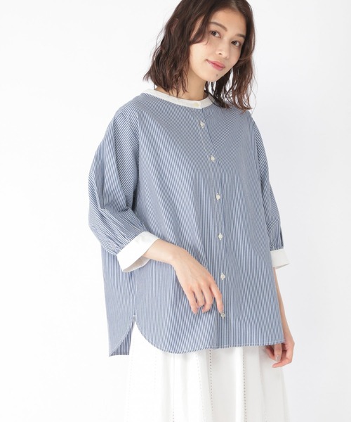studio CLIP（スタディオクリップ）の「ダブルフロント切り替えブラウス（シャツ/ブラウス・レディース・ブルー/ベージュ/ブラック・LARGE/MEDIUM）」の3枚目の写真